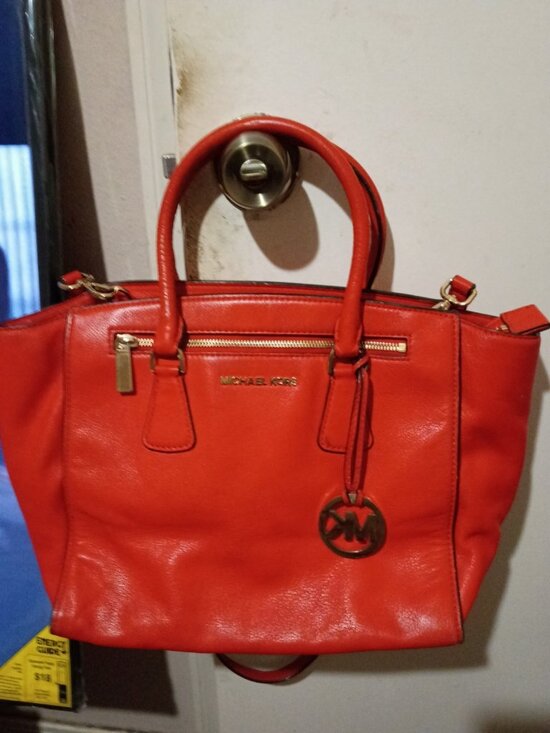 Michael Kors Handbags - Michael Kors Mandarin Sophie Leather Satchel Large Zip Top Bag Tote Satchel Red